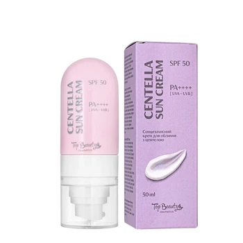 Солнцезащитный крем для лица Top Beauty SPF50 PA++++с центеллой 50 мл