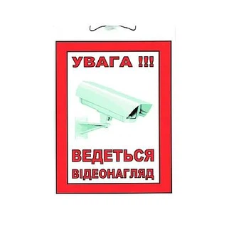 Табличка "Внимание ведется видеонаблюдение" 20х15 см (Т-23)