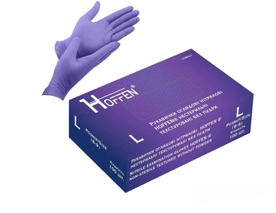 Перчатки нитриловые L Hoffen 3.5г нестерильные текстурированные 50пар/уп HFN-17302L