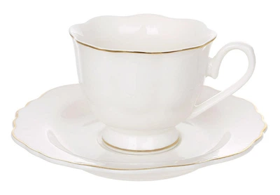 Кофейный фарфоровый набор White Elegance, 6 чашек 100 мл, 6 блюдец (999-081) Белый с золотом