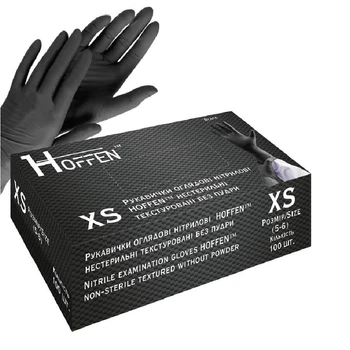 Перчатки нитриловые XS Hoffen 3.5г нестерильные текстурированные 50пар/уп HFN-13301XS