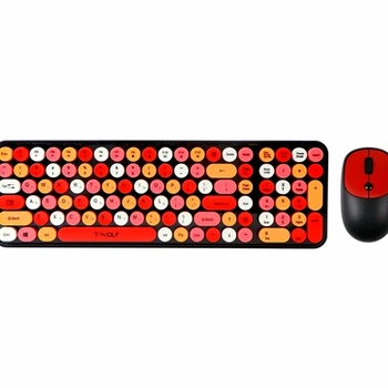 Беспроводной комплект клавиатура и мышь TWolf TF350 Colorful 105 клавиш USB адаптер 2.4GHz черный красный ABS пластик