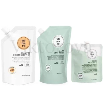 Набор для увлажнения и разглаживания волос Mimare: Шампунь Mimare Moisturization Shampoo 480 мл + Маска Mimare Anti-Frizz Mask 480 мл + Серум против пушистости Mimare Anti-frizz 40 мл