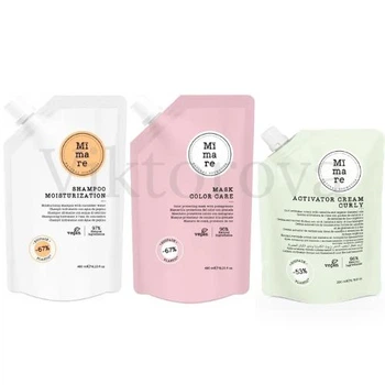 Набір для зволоження та захисту кольору волосся Mimare: Шампунь Mimare Moisturization Shampoo 480 мл + Маска Mimare Color Care Mask 480 мл + Незмивний крем Mimare Curl Activator Cream 200 мл