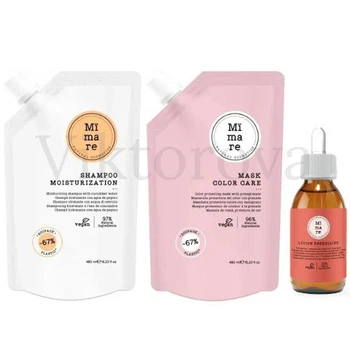Набір для зволоження та захисту кольору волосся Mimare: Шампунь Mimare Moisturization Shampoo 480 мл + Маска Mimare Color Care Mask 480 мл + Лосьйон проти випадіння Mimare Energizing 125 мл
