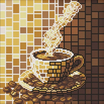 Алмазная мозаика "Витраж. Кофе" Идейка AMO8327, 30х30 см