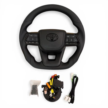 Анатомический руль для Toyota Land Cruiser 200(07-15), Prado 150(09-17). Кожа. С комплектом для подогрева. Черный логотип.