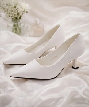 Туфли с острым носком на низком каблуке Meideli Женские Белый 36 (23 cм) (f976 white)