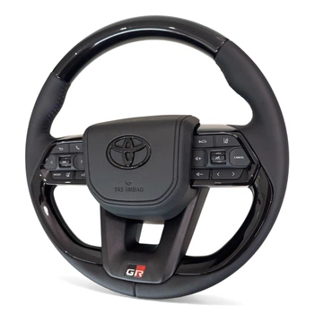 Кермо для Toyota Highlander. Без підігріву. Стиль LC300. GR. Рояльний лак. Чорний логотип.