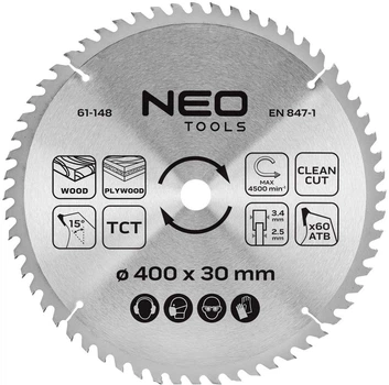Диск побідитовий Neo Tools для пилки 400 x 30 мм (5906692014323)
