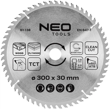 Диск побідитовий Neo Tools для пилки 300 x 30 мм (5906692014330)