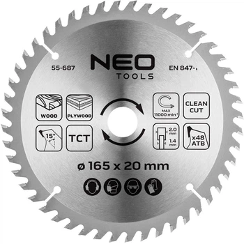 Диск побідитовий Neo Tools для пилки 165 x 1.4 x 2.0 x 20 мм (5906692004218)