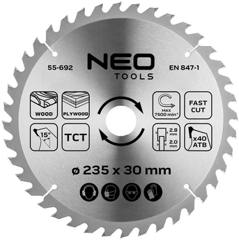 Диск побідитовий Neo Tools для пилки 235 x 30 мм (5906692004256)