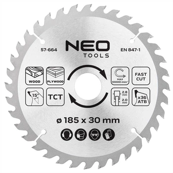 Диск побідитовий Neo Tools для пилки 185 x 30 мм (5906692011735)