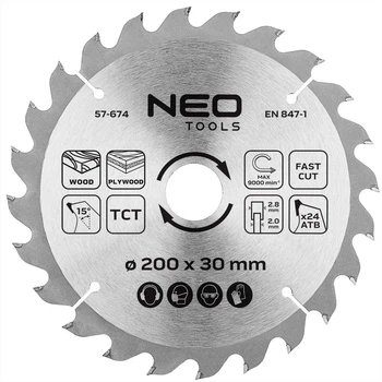 Диск побідитовий Neo Tools для пилки 200 x 30 мм (5906692011780)