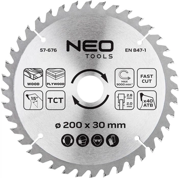 Диск побідитовий Neo Tools для пилки 200 x 30 мм (5906692011797)