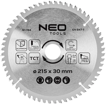 Диск побідитовий Neo Tools для пилки 215 x 30 мм (5906692018390)