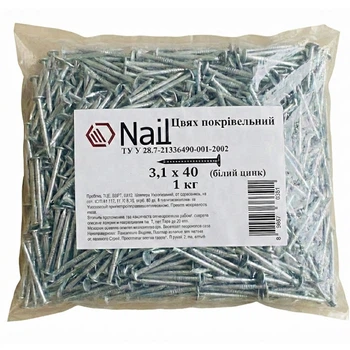 Цвяхи 3,1х40 покрівельні, DIN 1160 цинк (уп.1кг) Nail (405320)