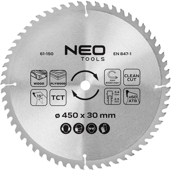 Диск победитовый Neo Tools для пилки 450 x 30 мм (5906692014347)