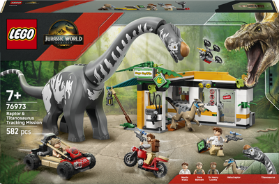 Zestaw klocków LEGO Jurassic World Na tropie tytanozaura i raptora 582 elementów (76973)