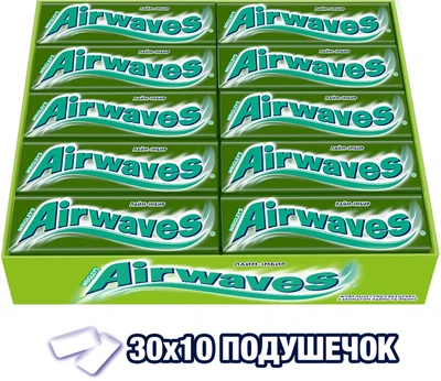 Упаковка жевательной резинки Airwaves Лайм-Имбирь 14 г x 30 шт (4008429162534)