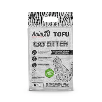 Наповнювачі для туалету AnimAll Tofu Соєвий наповнювач з активованим вугіллям 6 л (174246)
