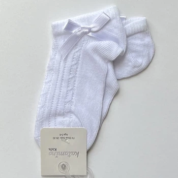 Носки для девочки Katamino Beniz короткие ажурные с бантиком Белые 32-34 / 9-10 лет