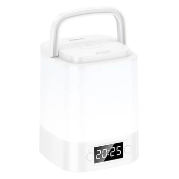Портативна світильник нічник Hoco HX15 Smart з годинником 1.5W, 1200mAh, 6500K,3000K,4500K, 7 годин роботи White