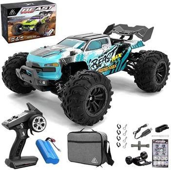 Машинка на радиоуправлении ZLL SG116 MAX — багги 1:16 с полным приводом 4WD, БК двигателями и LED подсветкой, скорость до 80 км/ч, управление до 300 м, до 40 минут работы, синий