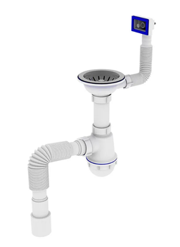 Сифон для кухонной мойки из нержавеющей стали Zerix 1 1/2"x40 с переливом (4952)