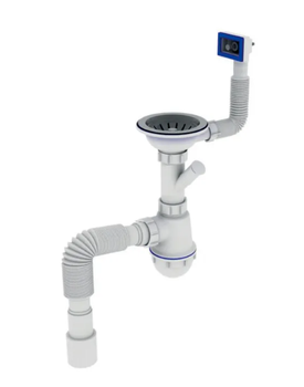 Сифон для кухонной мойки Zerix 1/2"x40 с переливом и отводом для стиральной машины (4953)