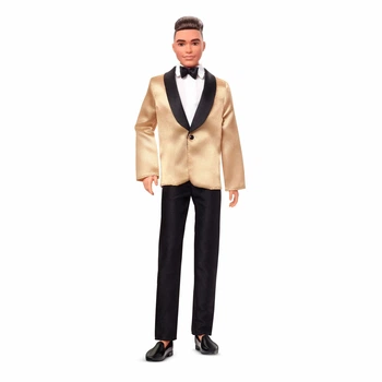 Лялька Кен Барбі колекційний Святковий Шатен у золотому жакеті Barbie Signature Ken 2025 Holiday Light Brown Hair (JGK56) (JGK56)