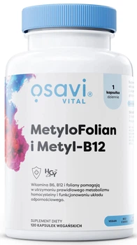 Witaminy z grupy B Osavi MetyloFolian i Metyl-B12 120 kapsułek (5904139921258)