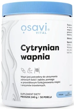 Wapń Osavi Cytrynian wapnia w proszku 240 g (5904139923108)