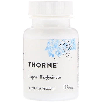 Медь Thorne Research (Copper Bisglycinate) 2 мг 60 капсул THR00341