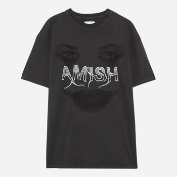 Koszulka męska bawełniana Amish AMU037CL150304-C0073 M Czarna (800070341988)