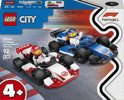 Zestaw klocków LEGO City F1 Bolidy Williams Racing i Haas 92 elementy (60464)
