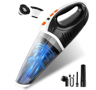 Портативний бездротовий пилосос 5-в-1, ручний mini vacuum для дому, авто та тварин, високої потужності з LED підсвічуванням
