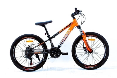 Велосипед Спортивний 24 дюймів Corso SKYLINE SN-302 обладнання Shimano алюмінієва рама 11 дюймів 21 швидкість. Black and Orange (188436)