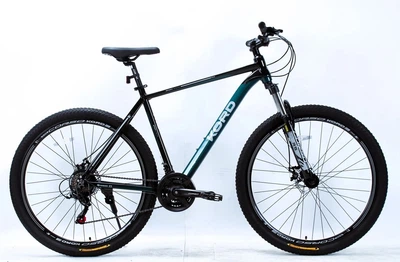 Велосипед Спортивный 29 дюймов Corso Kord KD-680 оборудование Shimano алюминиевая рама 21 дюймов 21 скорость. Black and Turquoise (187295)