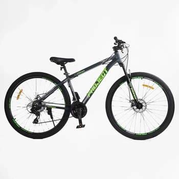 Велосипед спортивний 29" Corso Project T-046 Saiguan 17" 21 швидкість Чорно-зелений (168582)