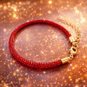 Браслет GONCHAR & CO. Red Crystal зі стразами, червона нитка (регульований 15–22 см, позолота 18K)
