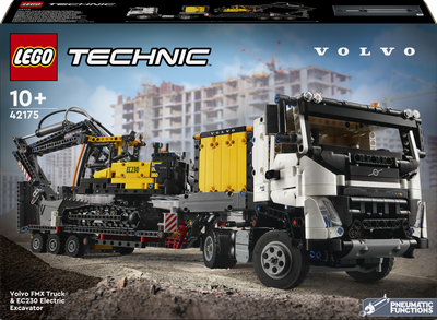 Zestaw klocków LEGO Technic Ciężarówka Volvo FMX i koparka EC230 Electric 2274 elementy (42175)