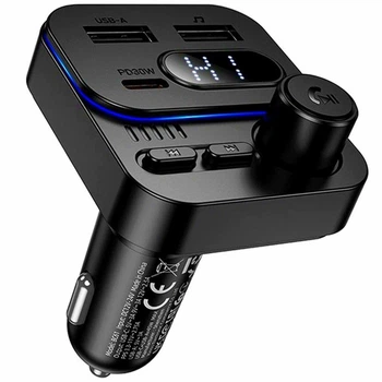 Модулятор Borofone BC61 45W USB-C PD30W USB 15W 12-24V чорний ABS пластик для заряджання та відтворення музики