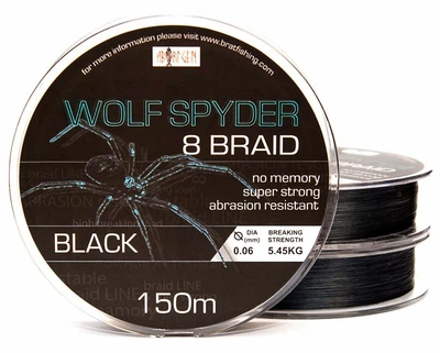 Шнур плетений BratFishing Aborigen Wolf Spyder 8 Braid Black 150 M / 0.12 mm (30 / 02-028-012)
