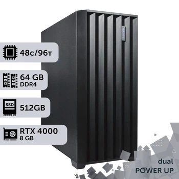 Двухпроцессорная рабочая станция PowerUp #612 Intel Xeon Platinum 8260 x2/64 GB/SSD 512GB/NVIDIA Quadro RTX4000 8GB для 3D моделирования видеомонтажа рендеринга для инженеров и архитекторов