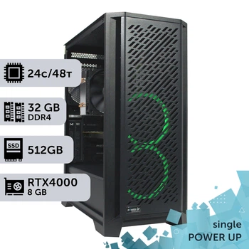 Робоча станція PowerUp #507 AMD EPYC 7F72/32 GB/SSD 512GB/NVIDIA Quadro RTX4000 8GB для 3D моделювання відеомонтажу рендерингу для інженерів та архітекторів