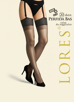 Чулки женские под пояс с пряжей Lycra Italy Lores Perfida Bas 20 Nero Черный 3-4