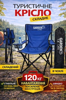 Раскладной стул для рыбалки и отдыха Garden Line LEZ7150 50x50x80 см синий туристический складной стул походный стул для кемпинга пикника дачи легкий портативный стул для отдыха на природе