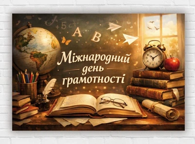 Паперовий плакат "Міжнародний день грамотності" 110х75 см